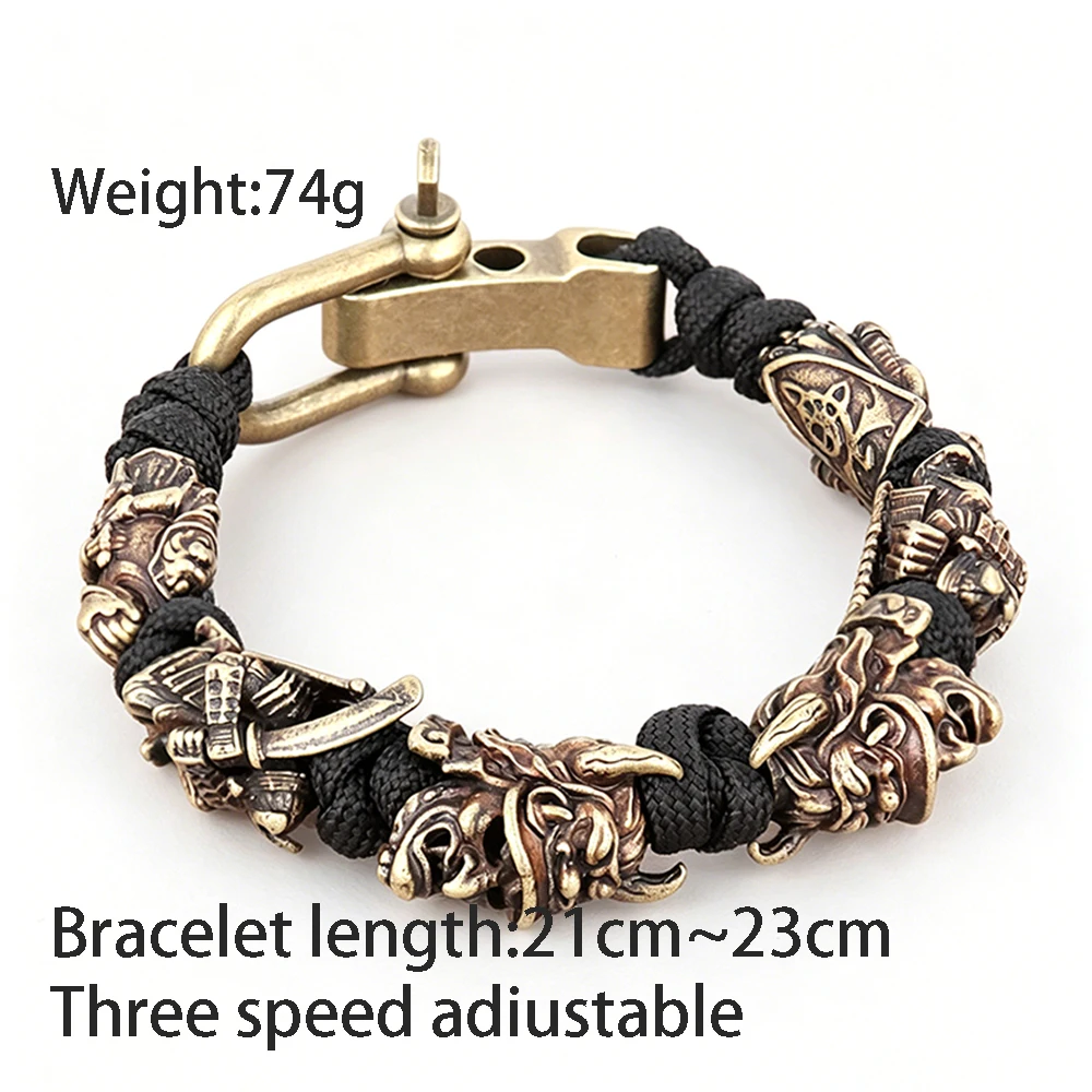 Paracord Templer-Ritter Armband für Männer und Frauen, Handgefertigt, Verstellbar, Vintage Gothic Taktisches Outdoor-Amulett, Schmuckgeschenk, Dropshipping – Detail 2