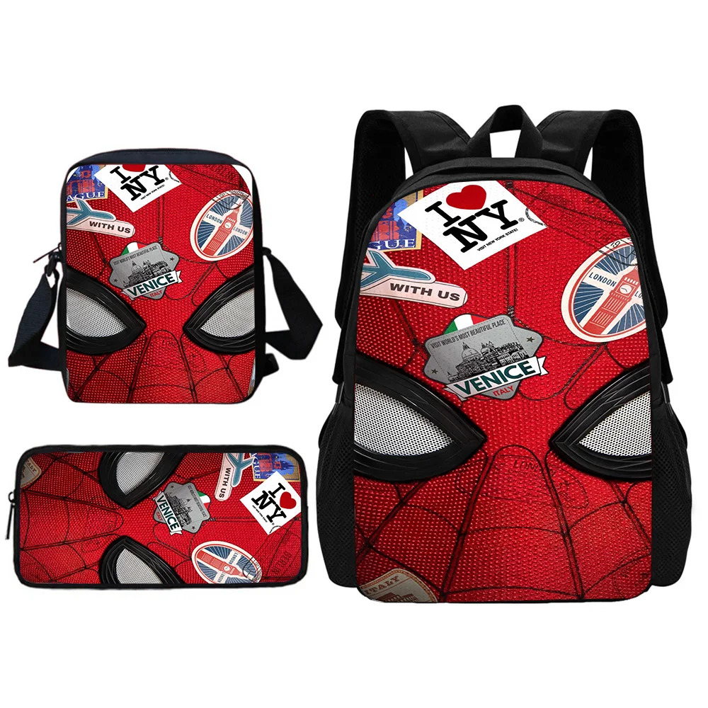 Mochila Escolar Marvel Spider-Man com Bolsa de Ombro, Sacos Lápis, Meninos e Meninas, Melhor Presente