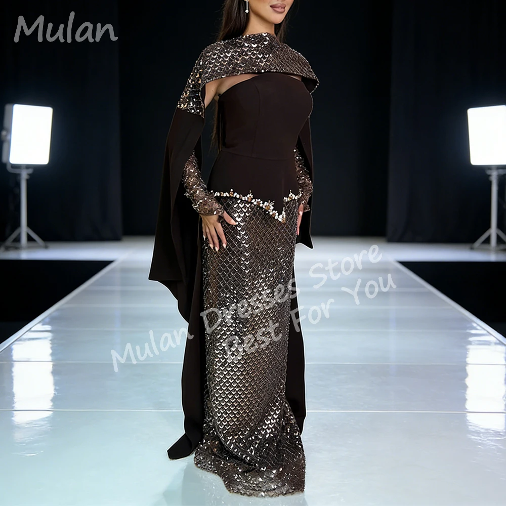 

Блестящие длинные вечерние платья по индивидуальному заказу для женщин с высоким воротом длиной до пола, Русалка для выпускного вечера, торжественные платья для особых мероприятий 2026