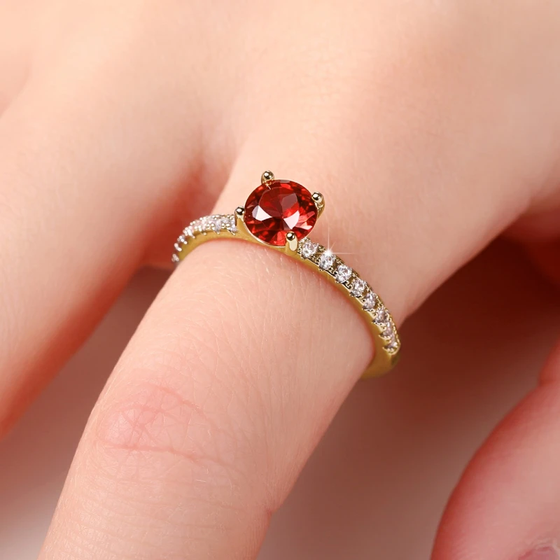 Huitan Klassisches 4-Krallen-Design, rund, Zirkonia, für Damen, Hochzeit, Verlobungsringe, 3 Farben erhältlich, zurückhaltender Brautschmuck, heißer Verkauf – Detail 38