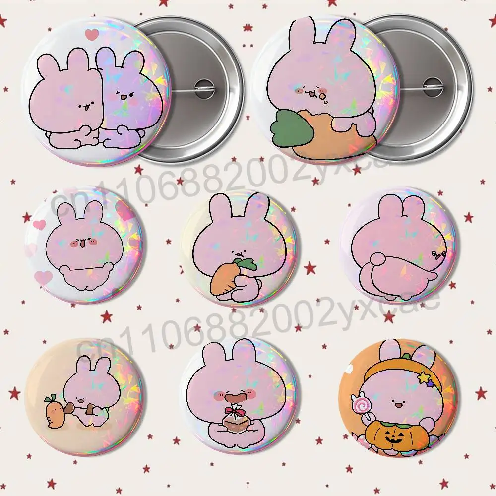 

soft round Naughty Rabbit Asamimichan Creative Round Badge Button Pin Bag Decor Fans Collection Friends Gift Brooch