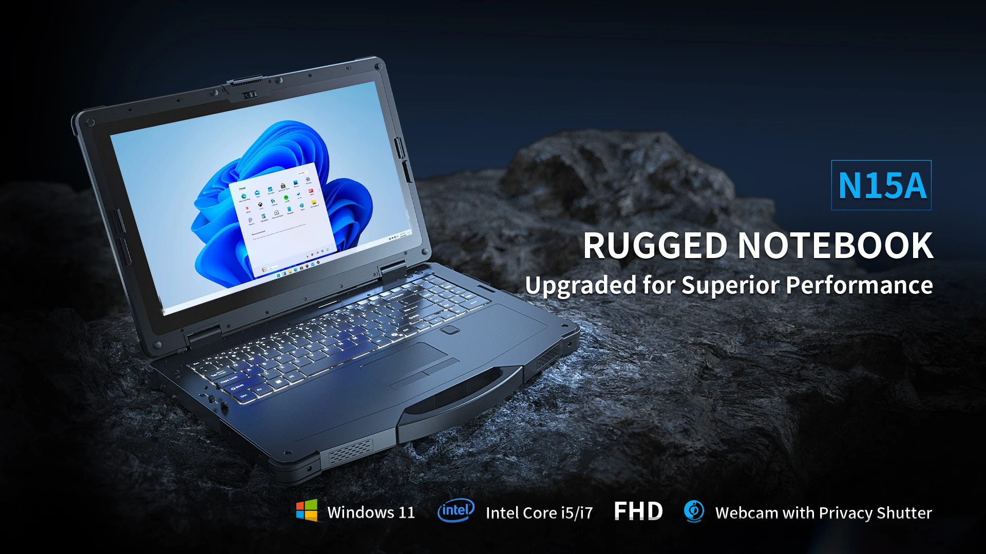ONE Rugged N15A 15.6-inch IP65 Fully Rugged Notebook，Military - Grade Protection,Hot - Swappable Battery