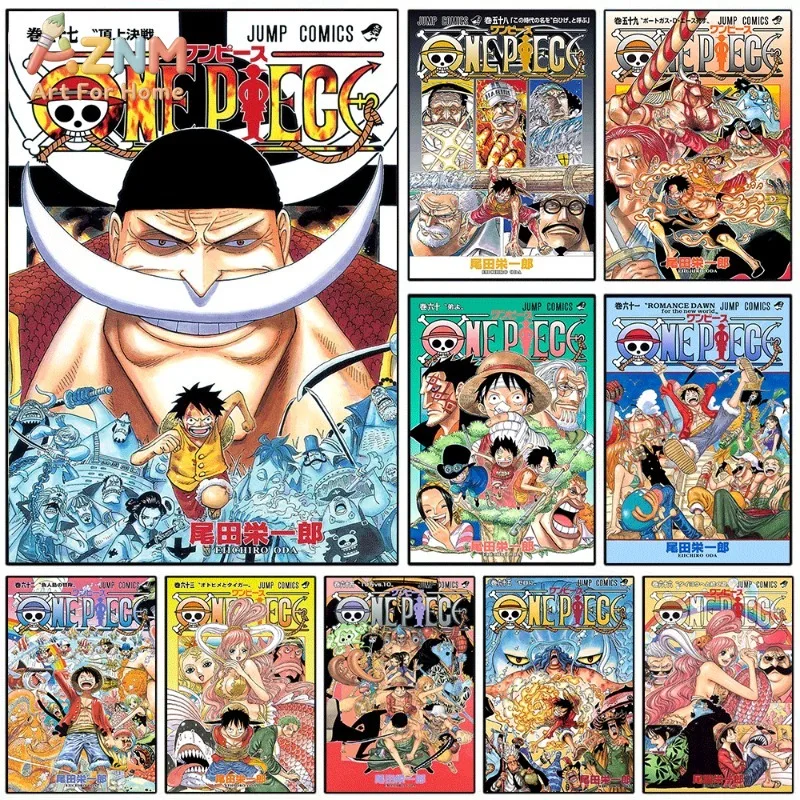 Lienzo Decorativo de Pared con la Portada del Volumen del Manga One Piece, Arco de Barbanegra y Marineford, Impresión en Lienzo sin Marco, Póster de Jump Comics para Niños