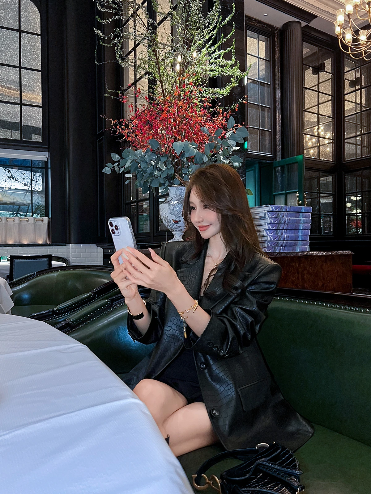 Bla cocodrilo estampado PU cuero Jaet mujer suelta Casual Sle primavera otoño nueva llegada botón decorado viaje viento