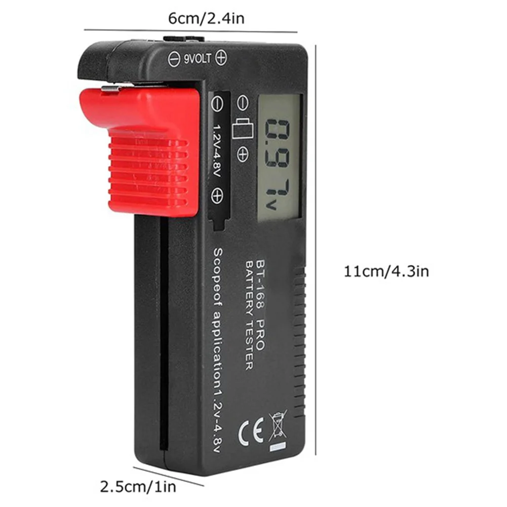 BT-168 PRO Battery Capacity Tester Digital Battery Checker Plastic Portable Cell Tester for AA 1.5V 9V