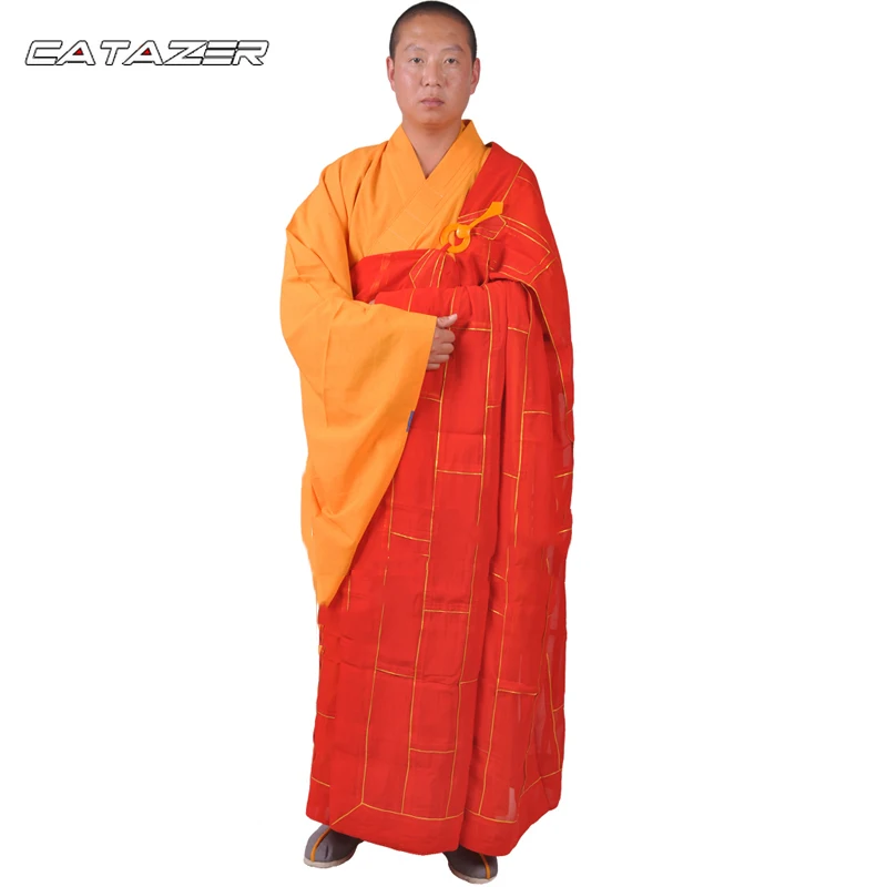 

Red Kesa Buddhist Robe Shaolin Monk Dress Kung Fu Suit Meditation Uniform Costumes