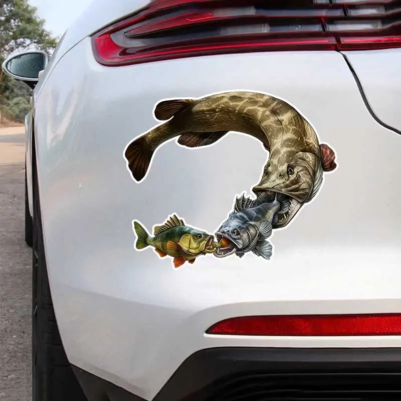 

Big Fish Eat Small Fish Car Sticker Vinyl Decal Waterproof Rear Window Motorcycle Camper Bumper Truck Laptop Decoration SH1569