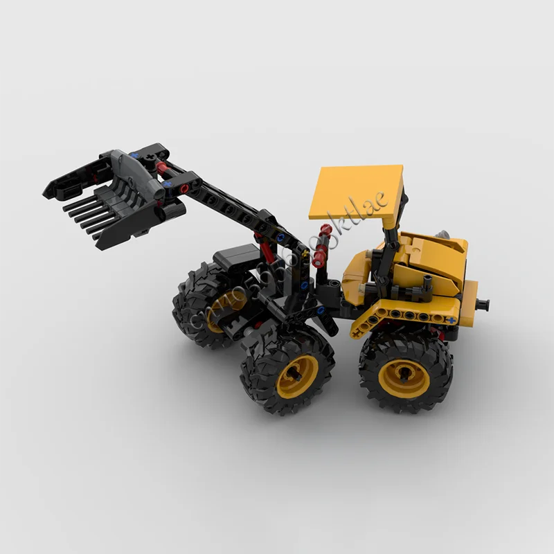 215 Parts Yellow Engineering Wheel Loader With Manure Fork Building Block Model DIY Assemble Brick Toy For Kids Creative Gifts