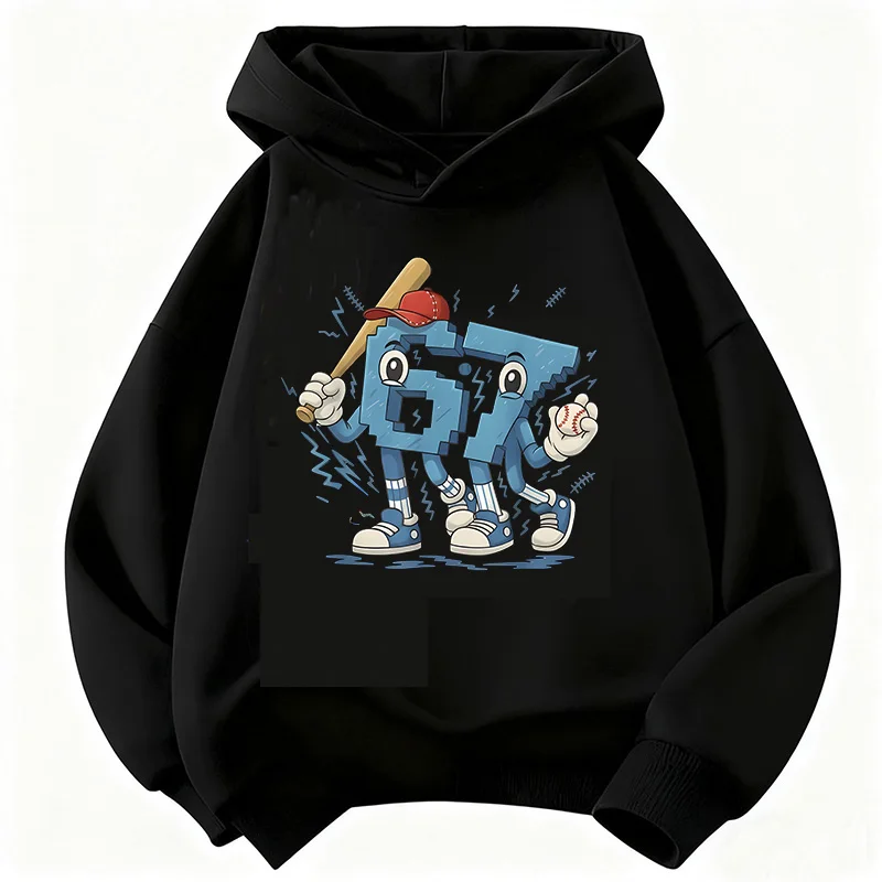 2026 New Funny Six Seven Italian Brainrot 67 Number Graphic Print Hoodie Boy/Girl Long Sleeved Kids Comfortable Sweatshirt