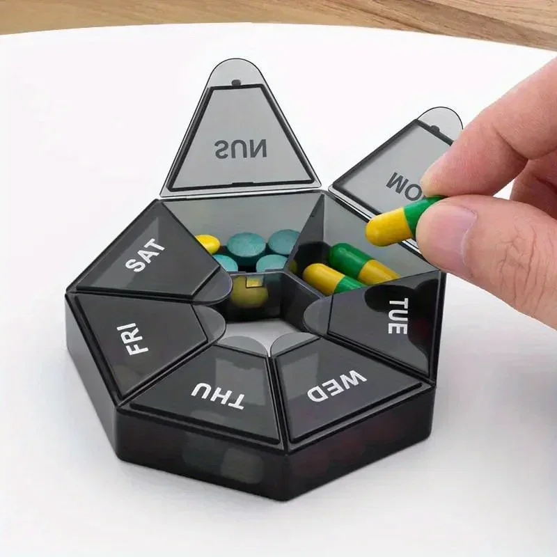 1/2Pcs 7 Days Pill Storage Box Mini Travel Portable Medicines Dispenser Box Multifunction Plastic Seven Compartment Sealer Box