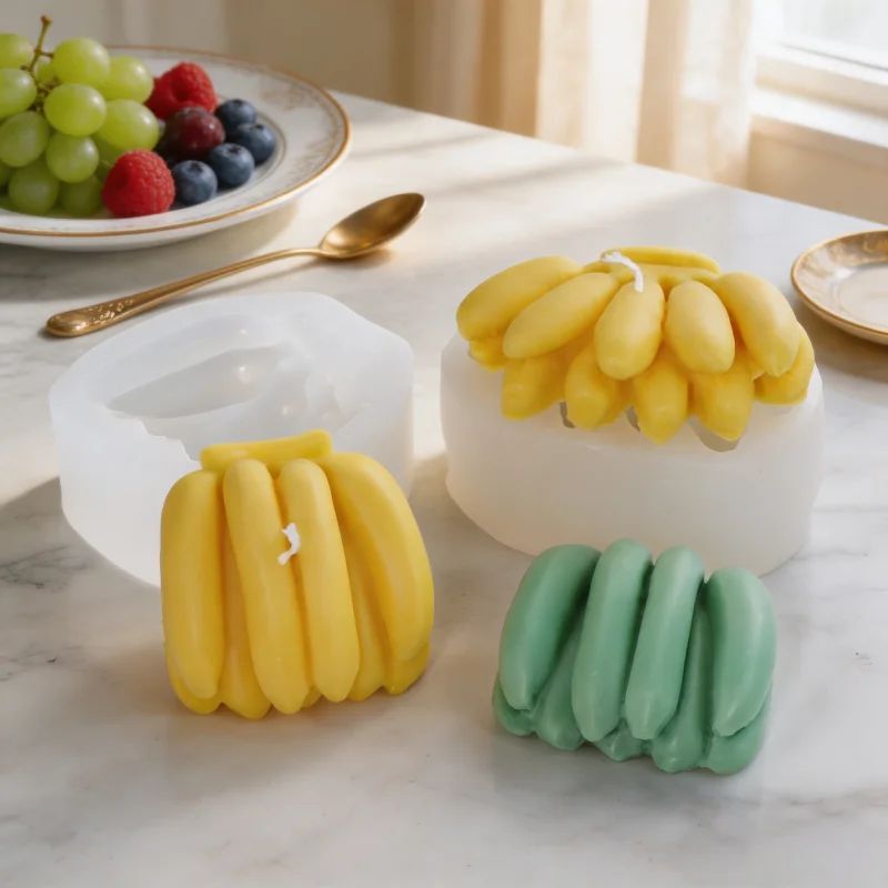 Banana Shape Silicone Candle Mold 3D Sheep Candle Making Tool DIY Creative Fruit Mold for Homemade Scented Candle Craft Home Dec