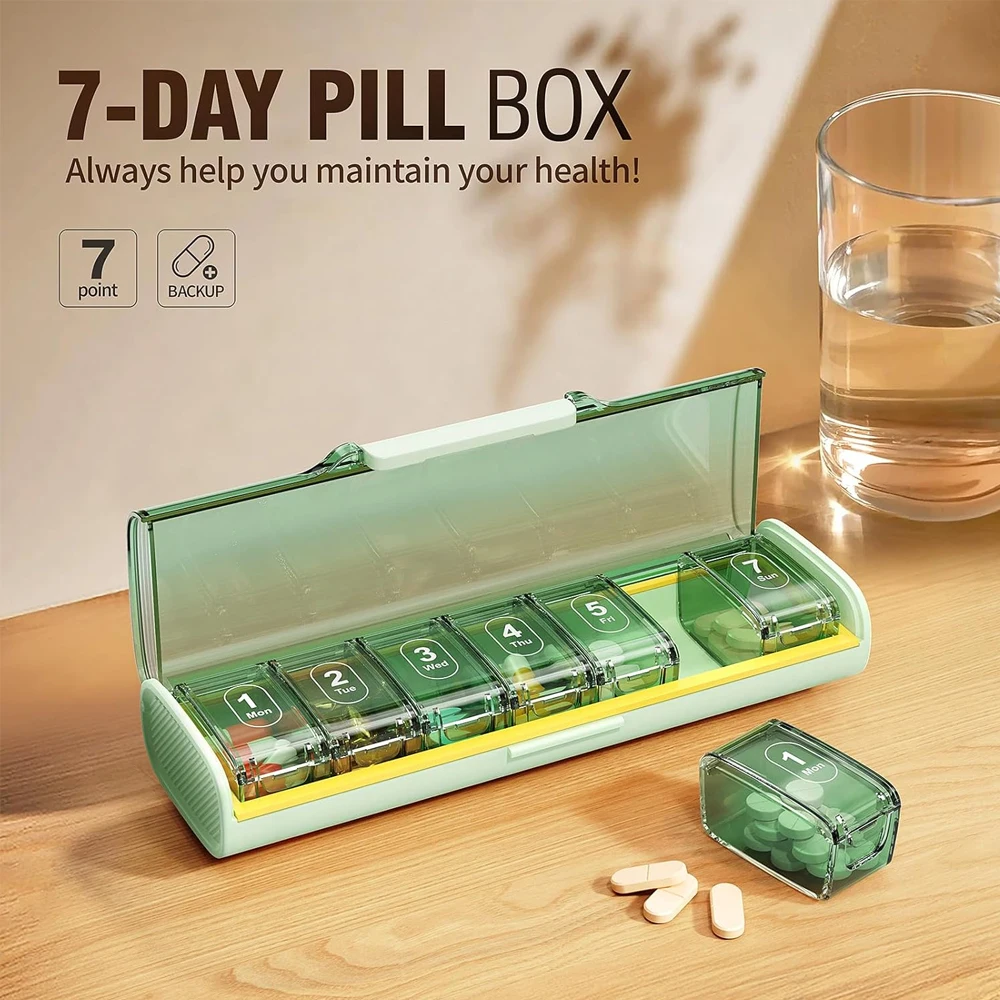 

1PCS Moisture-Proof Weekly Pill Organizer, BPA Free Travel 7 Day Pill Box Case for Travel for Vitamins, Supplements, Medication