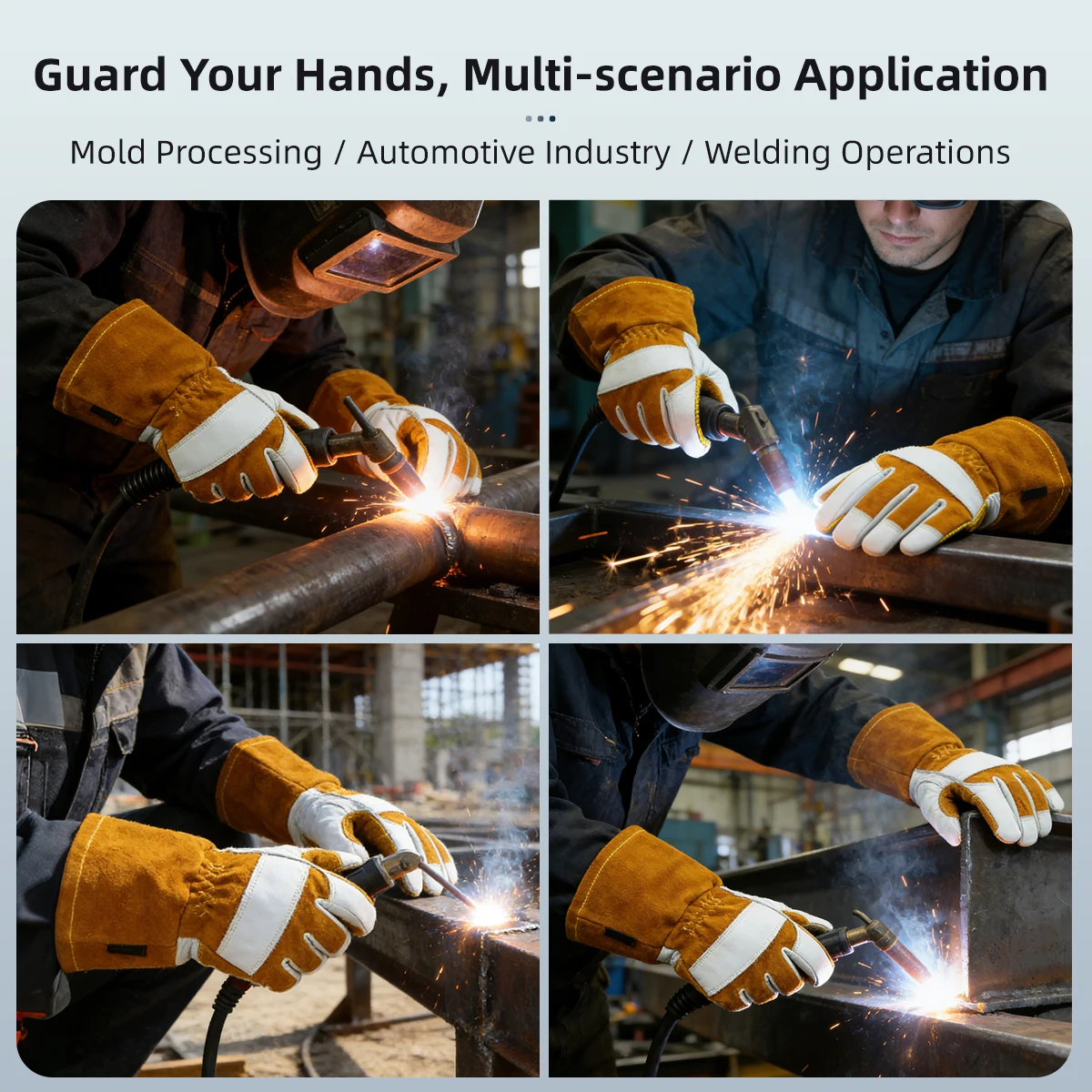 Xyehs-長い手錠付きの作業用手袋、牛革、溶接安全、耐熱性 - Heat Resistant Glove のレビューと価格
