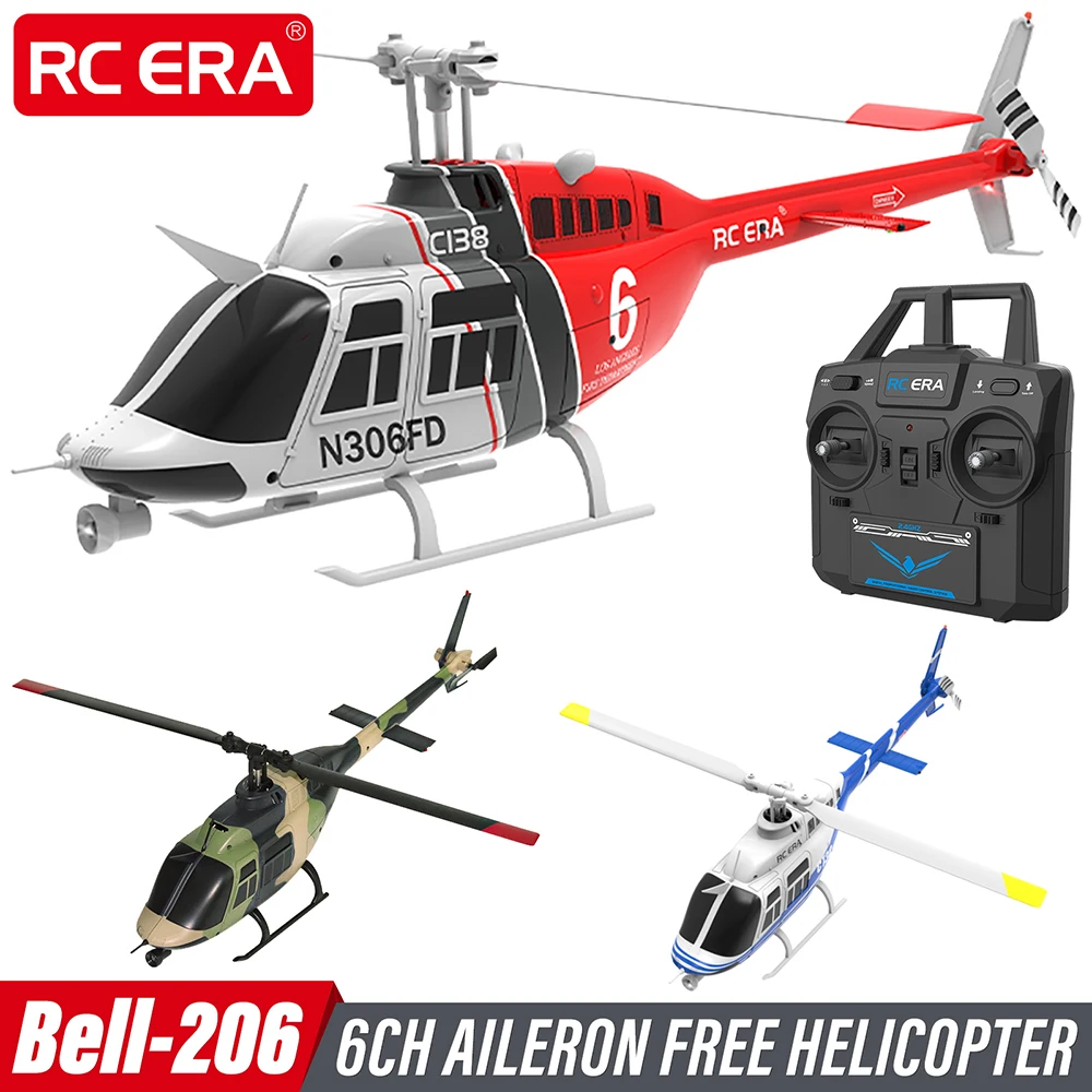 RC ERA RC Helicopter 1:33 Bell-206 Aircraft C138 6CH 12min Flight Time 6-axis Gyro Optical Flow Positioningis Remote Control