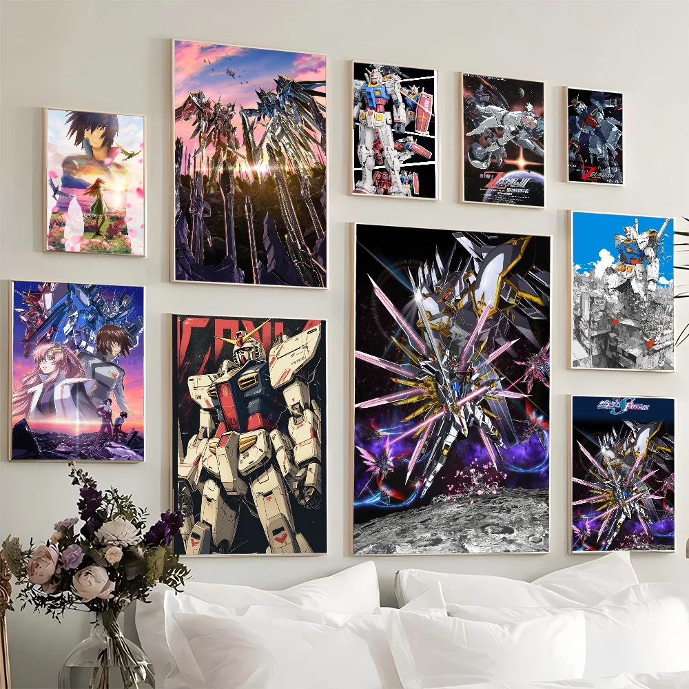 1PC GUNDAM Poster Movie Sticky Posters Retro Kraft Paper Sticker DIY Room Bar Cafe Aesthetic Art Wall Painting