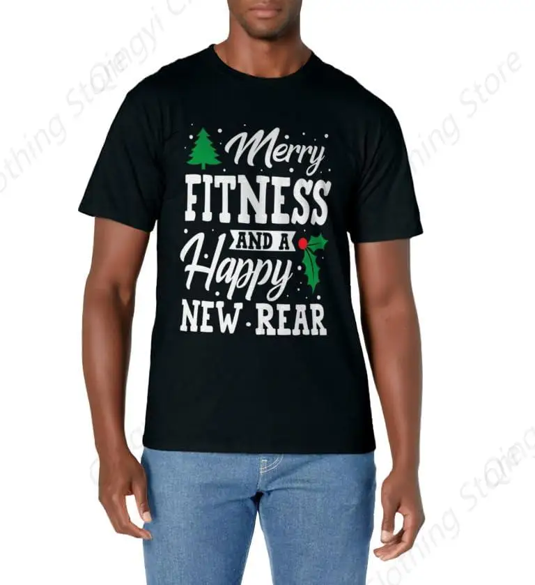 Merry Fitness Happy New Rear Workout Christmas T-Shirt