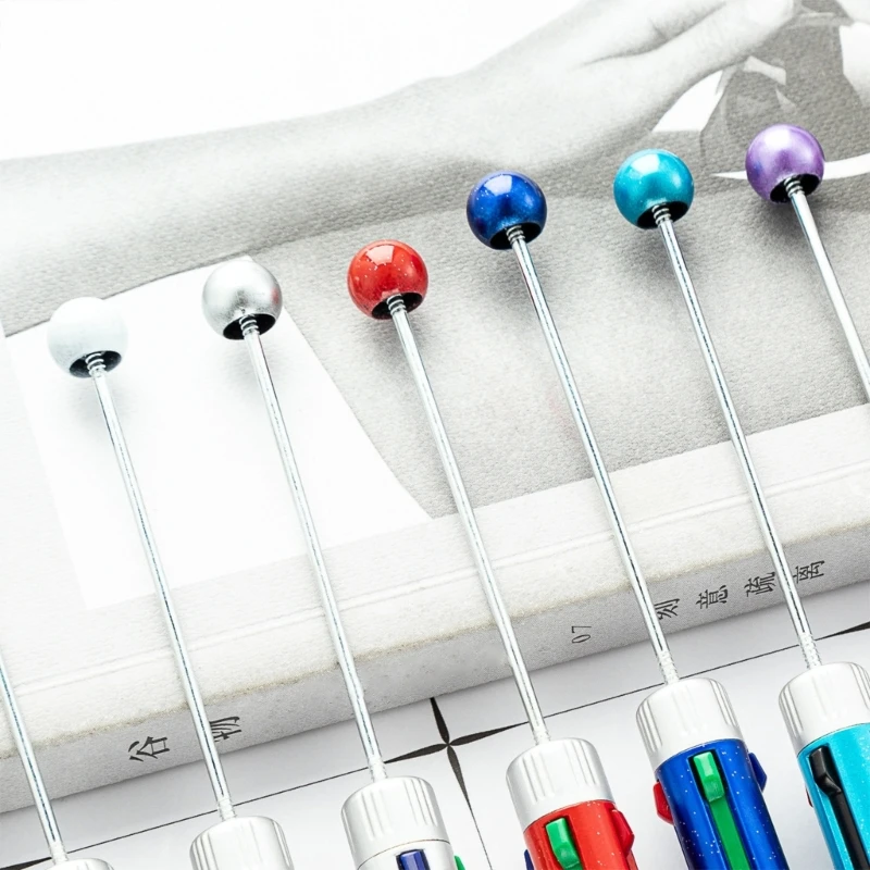 12Pcs 4 Color in 1 Beadable Pen Multicolored Ballpoint Pen 4 Color in 1 Retractable Ballpoint Pen for Student Teacher