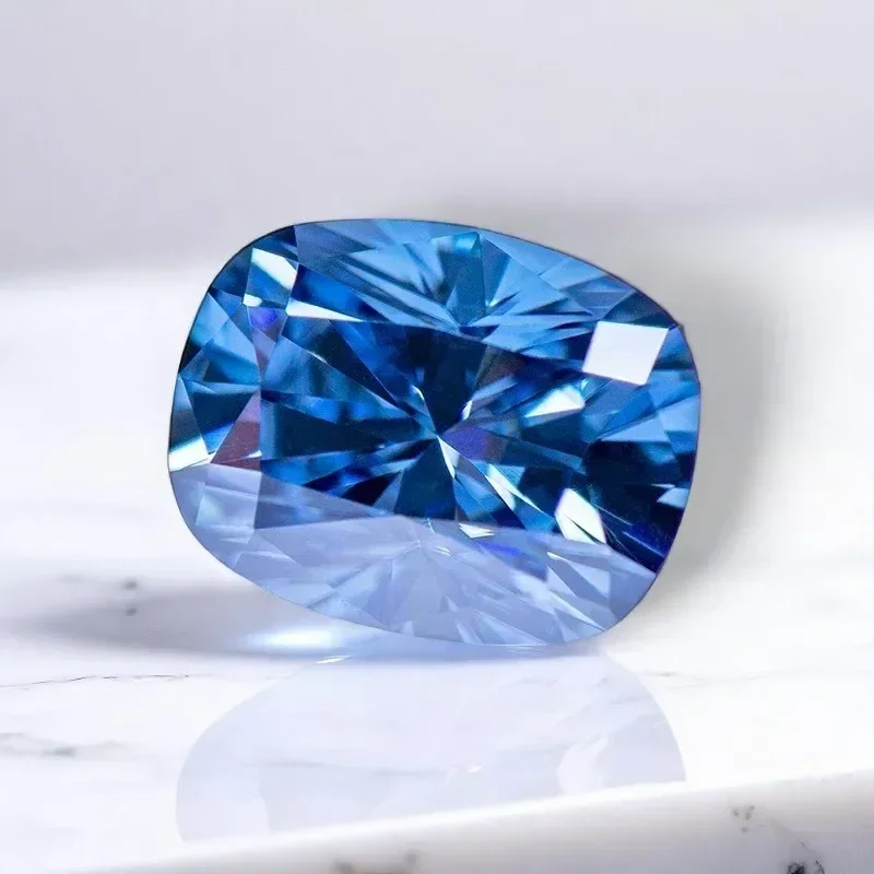 

L-Муассанит, каменная подушка, королевский синий натуральный цвет, выращенный в лаборатории бриллиант для женщин, материалы для изготовления ювелирных изделий с сертификатом