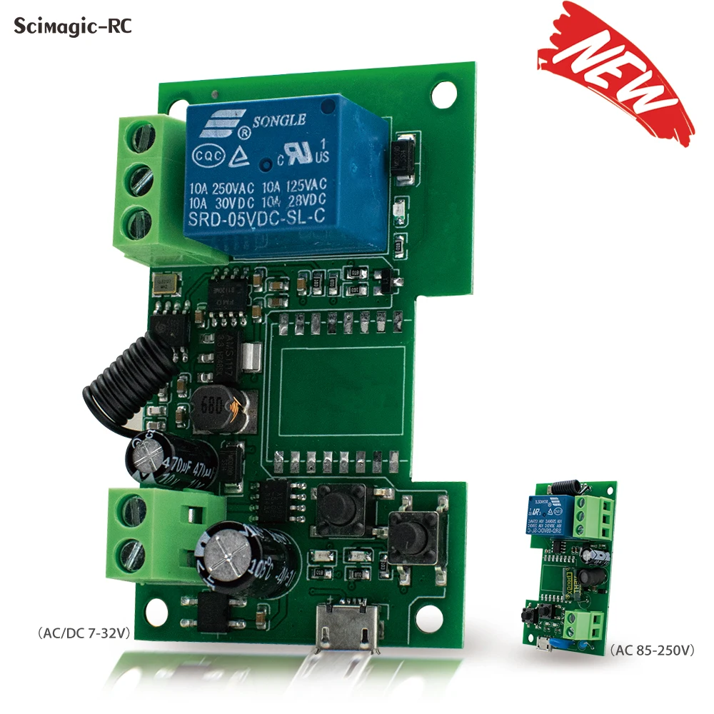 Récepteur universel de télécommande de porte de garage 433.92MHz 1CH AC/DC 7-32V 85-250V 4CH DC12V-24V citations de commutateur de code roulant