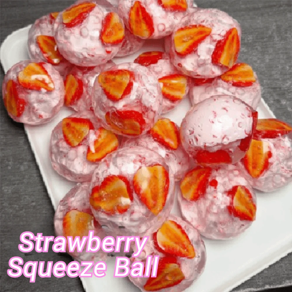 Creative Crunchy Strawberry Squeeze Ball Moldable Sound Effects Strawberry Pinch Anxiety Relief Soft TPR Fidget Home Decoration