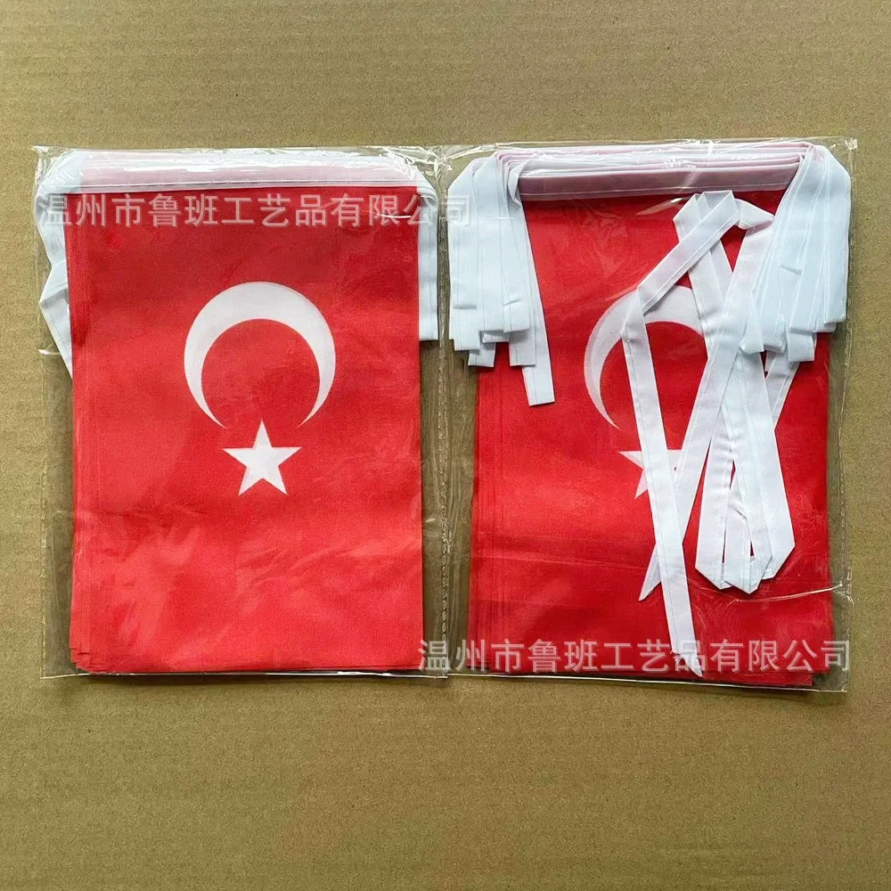 Turkey Flags 14x21cm 20pcs/lot Turkey String Flags Pennant Bunting Banner for Festival Party Decoration