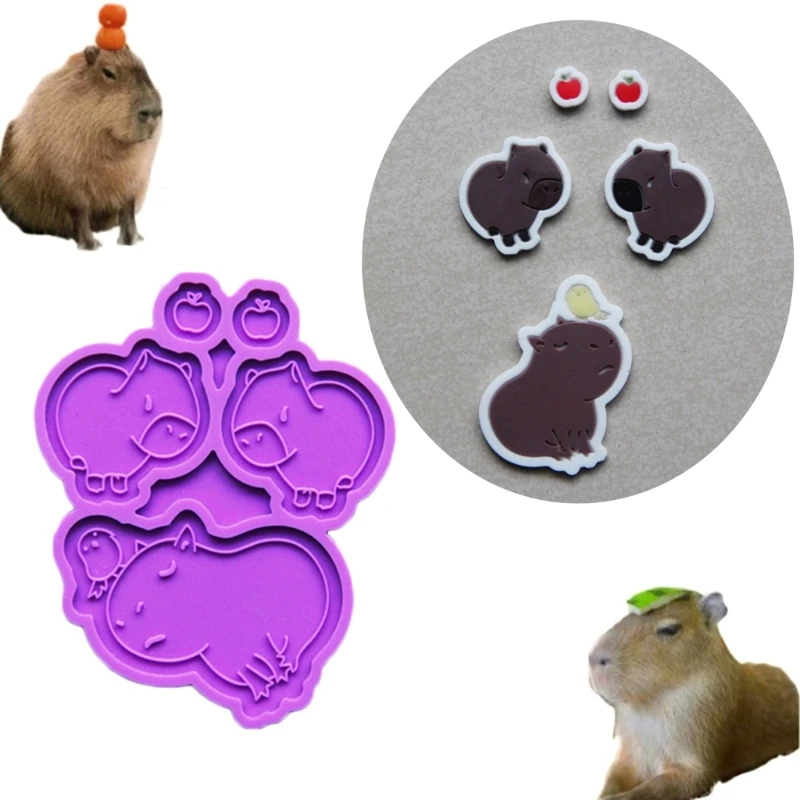 X6HE Capybara Khuôn DIY Epoxy Resin Đồ thủ công DIY Đúc Khuôn Trang sức Mặt dây chuyền Khuôn