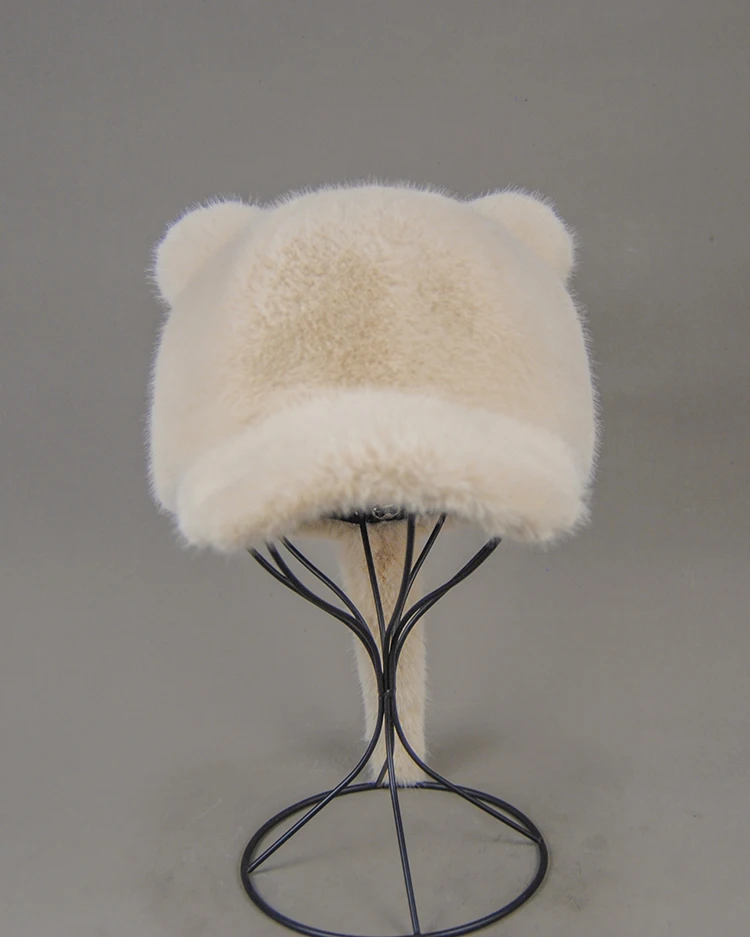 Plüschmütze für Erwachsene, Kinder und Jugendliche, für Pendler, mit Kunstfell-Schwanz, russische Wintermütze, wärmende Baseballkappe, Mützen für Damen. – Detail 19