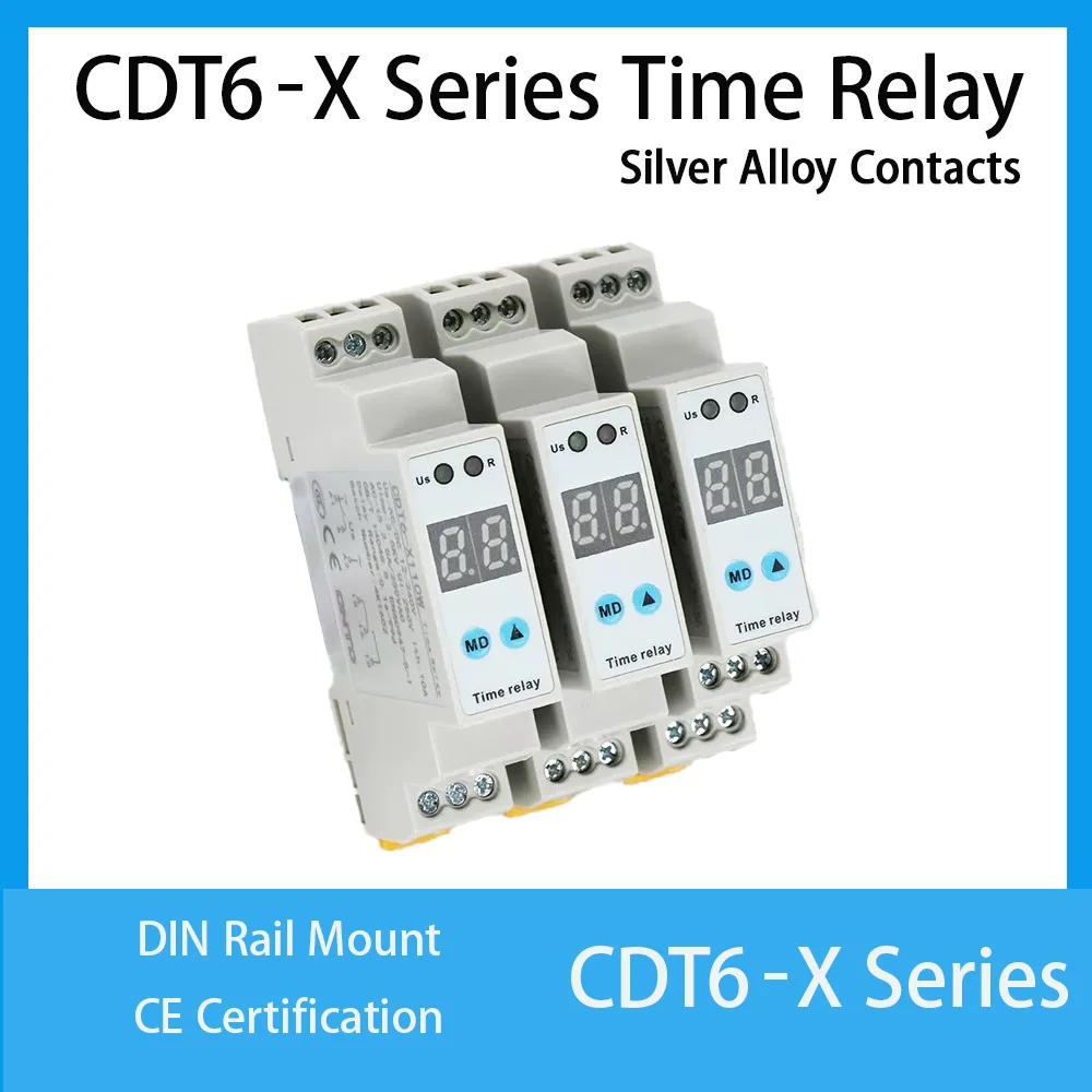 CNTD CDT6‑X Time Delay Relay CDT6‑X110W CDT6‑X116W CDT6‑X210W CDT6‑X216W DIN Rail LED Display CE Industrial Automation Timer