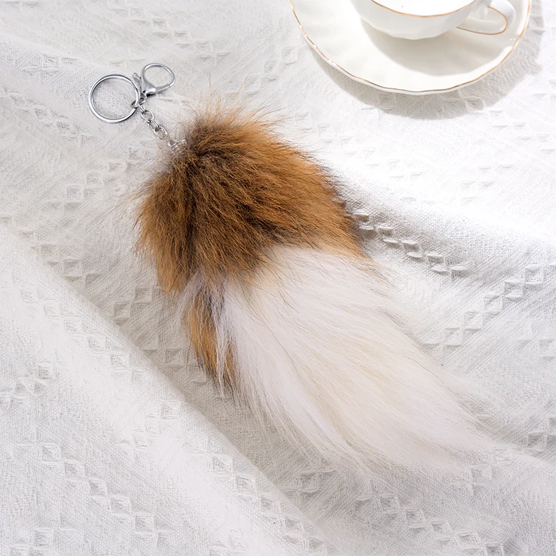 25cm Fluffy Fox Tail Keychain for Women Long Plush Pendant Key Chain Bag Backpack Charm Car Key Ring Holder Decor Jewelry Gifts