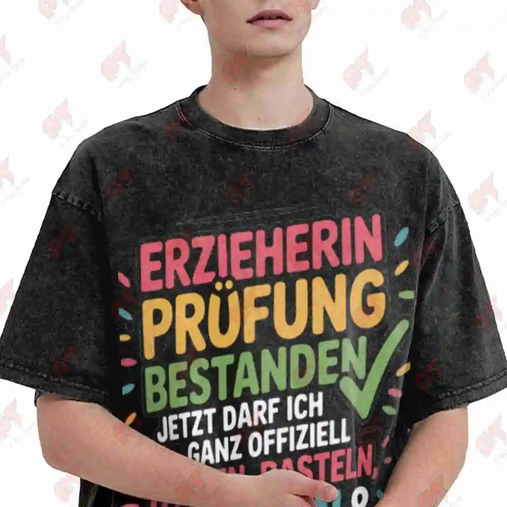 Funny German Teacher Exam I Passed Now Can Officially Vintage Washed Tee Pure Cotton T-Shirt