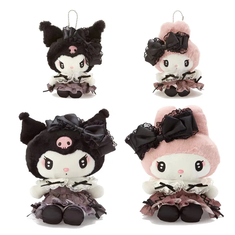 Dark Gothic Style Sanrio Kuromi My Melody Plüschtier Rucksack Anhänger Weiche Anime Stofftier Puppe Spaß Kinder Spielzeug Mädchen Geschenk