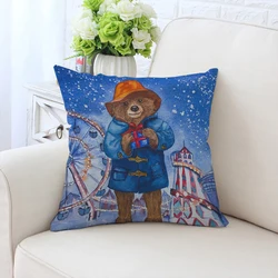 40x40cm pillowcase P-Paddington bear double-sided printed custom sofa cushion cover cute headboard backrest chair waist cushion