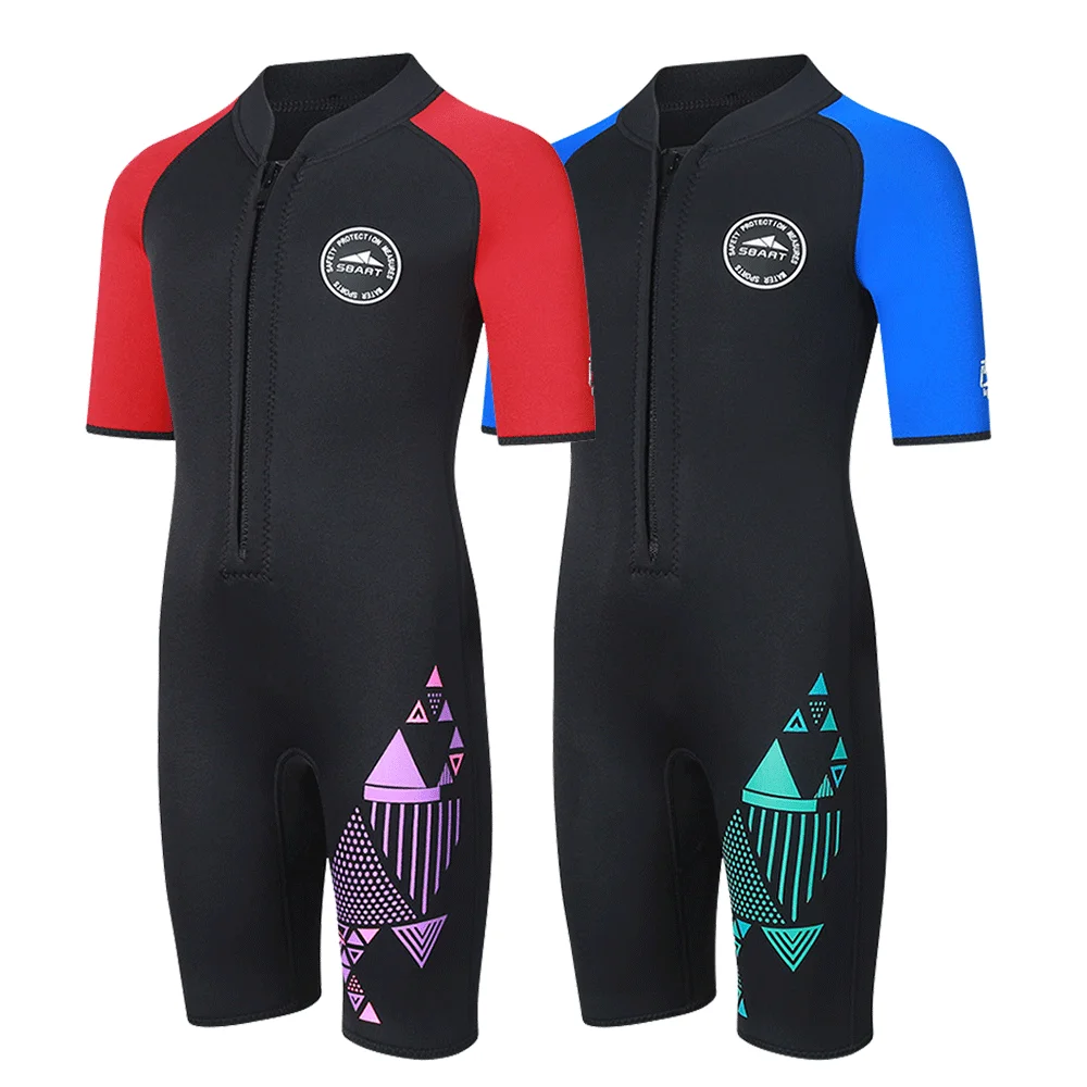 

Children 2mm Wetsuit Kids One-piece Swimsuit Swimwears Boys Girls Surf Diving Suit Kitesurf Sunscreen UPF50 Thick Bathing Suit