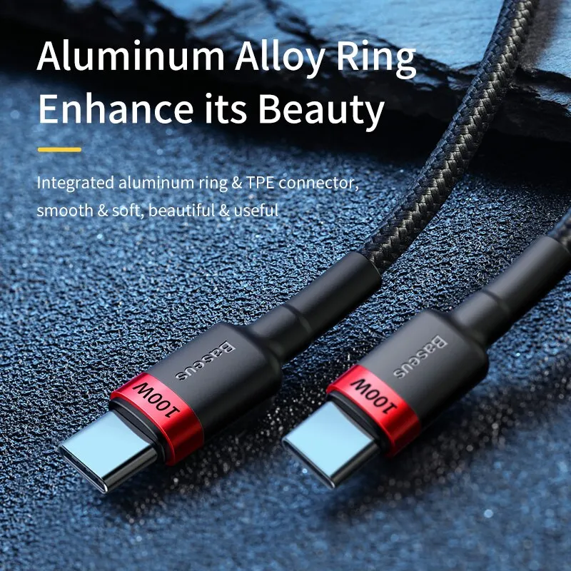 Cable Baseus USB tipo C a USB C para iPhone 16 15 100W PD carga rápida para Macbook Xiaomi Samsung 4