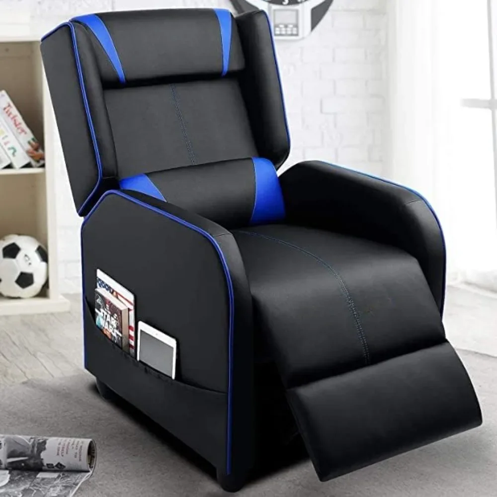 Gaming Recliner Chair Racing Style Single PU Leather Sofa Modern Living Room Recliner Ergonomic Comfortable Home Theater Seating