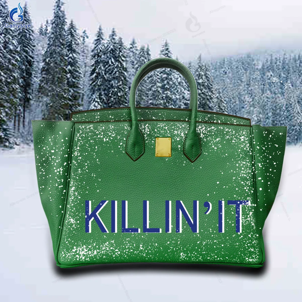 

Art Print WORDS KILLIN IT Customize Totes 100% Really Cow Leather Women'S Fashion Bags Luxury Designer Brands Messenger Bag