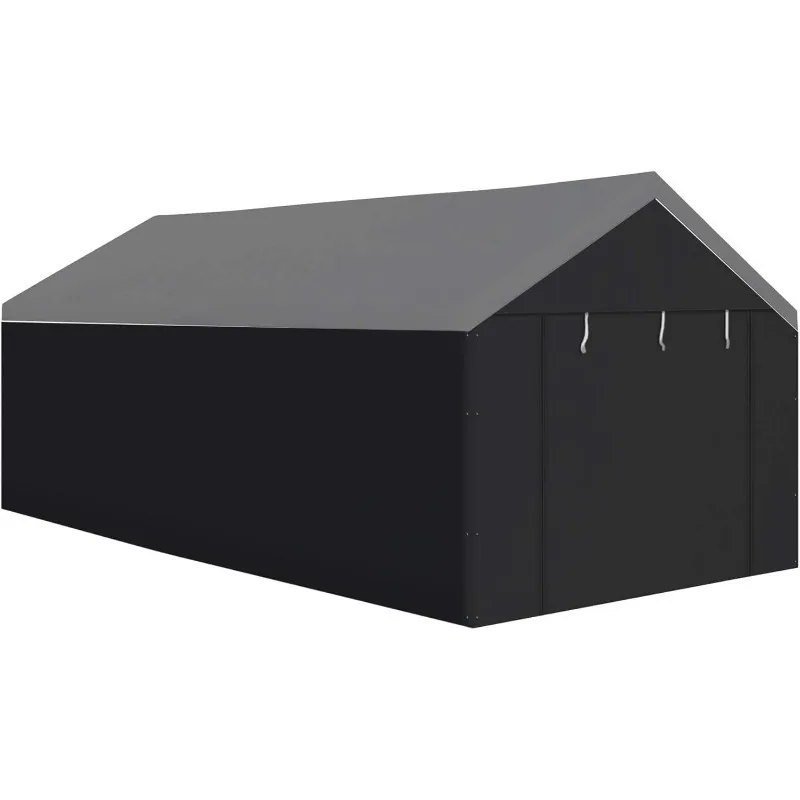 جدران جانبية المظلة فقط للسيارة، خيمة وسقيفة جراج السيارة، المجال، 10 × 20 قدم، أسود