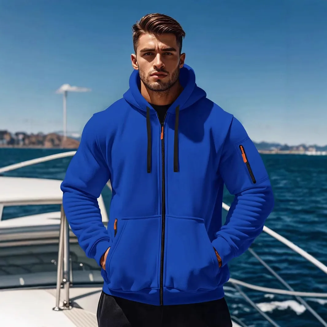

Men autumn and winter New Hoodies Long Sleeve Sweatshirt pocket Zipper Design Hooded Sweatshirt Men Sportswear Casual Jacket