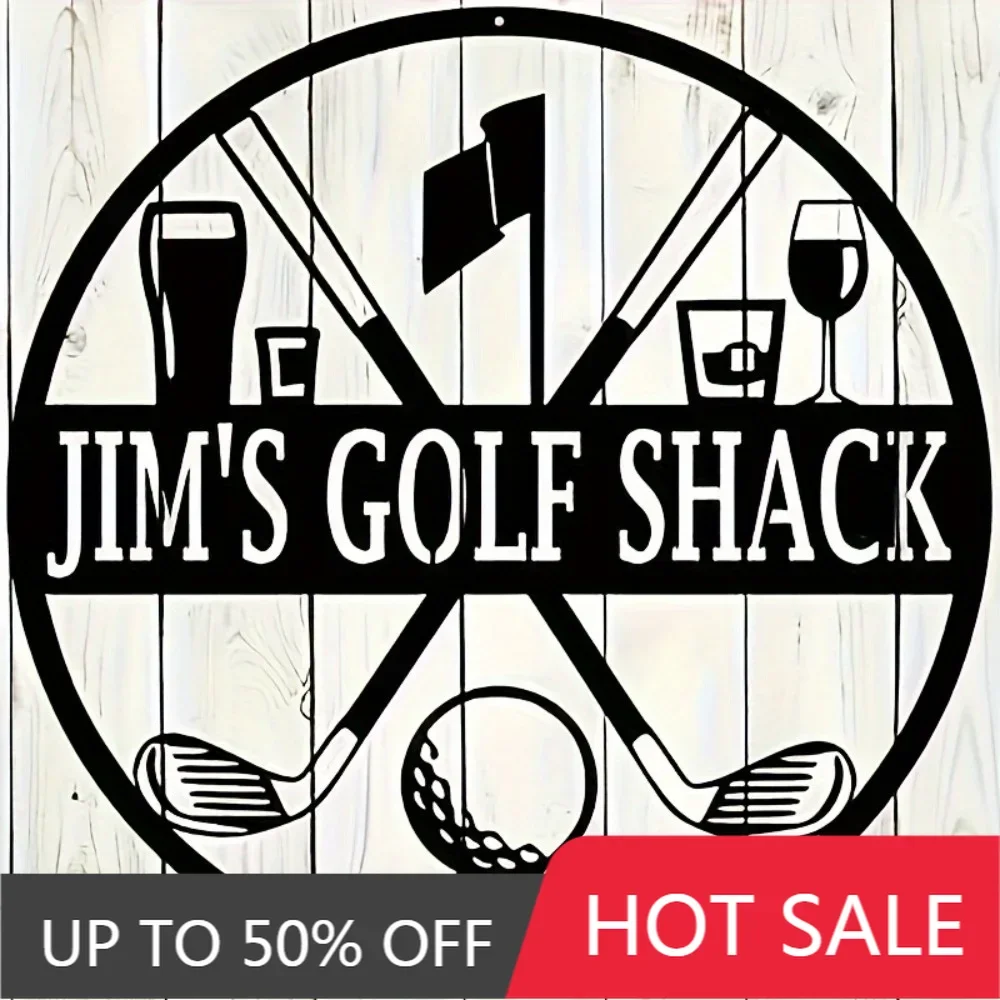 

1PC Tailorable “Mike's 19th Hole” Metal Golf Sign Personalized Reusable Round Wall Art with Golf Elements Ideal for Man Caves Gi