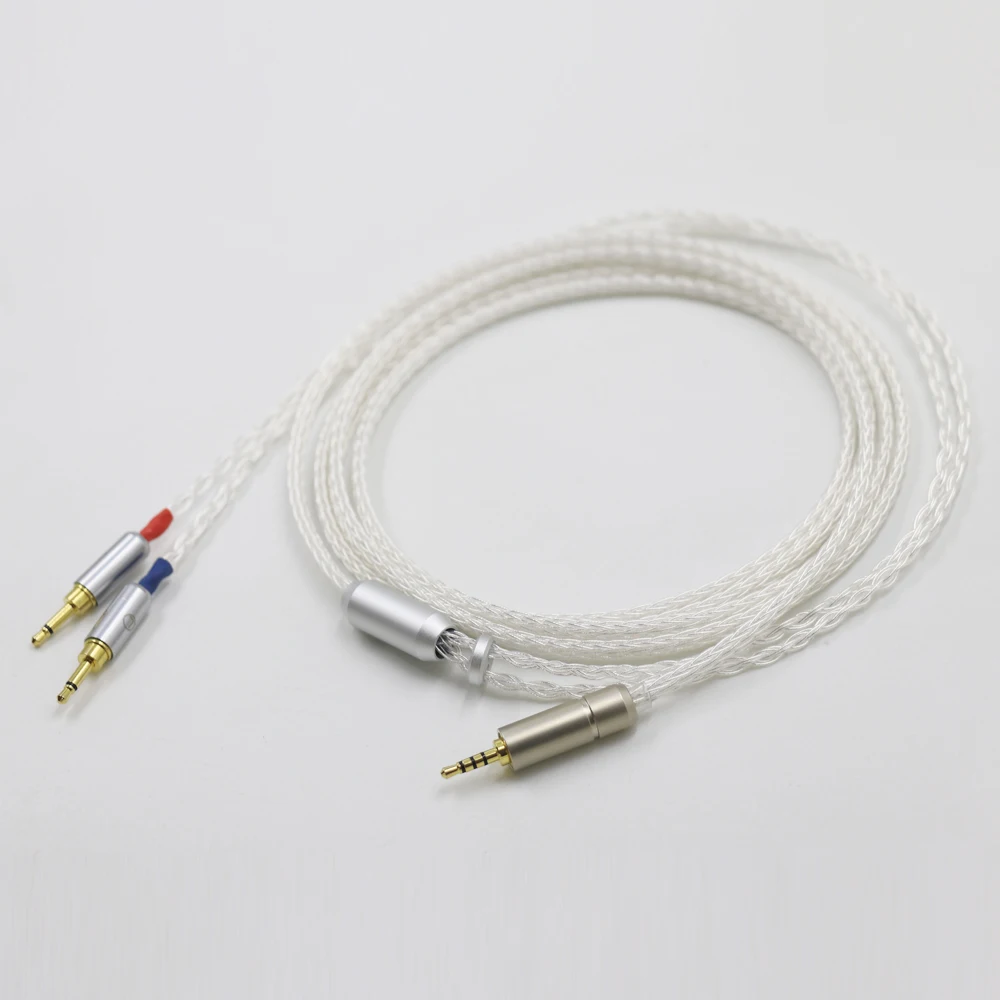 HIFI 4.4/3.5/2.5mm Balanced 16 Core Single Crystal Pure Silver Headphone Upgrade Cable for HE1000 HE400S HE560 Oppo PM-1 PM-2