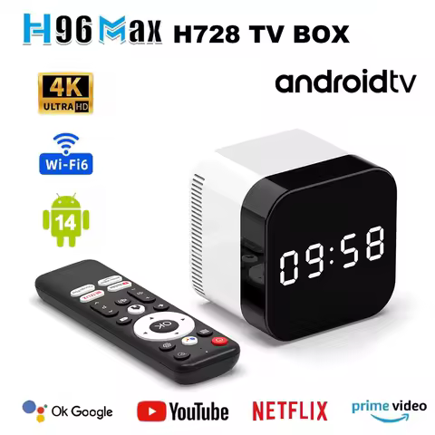 H96 MAX H728 Smart TV Box Android 14 ATV TV Box 4K@60fps 1000M/LAN Wifi6 BT5.0 Google Voice Assistant Media Player Set Top Box
