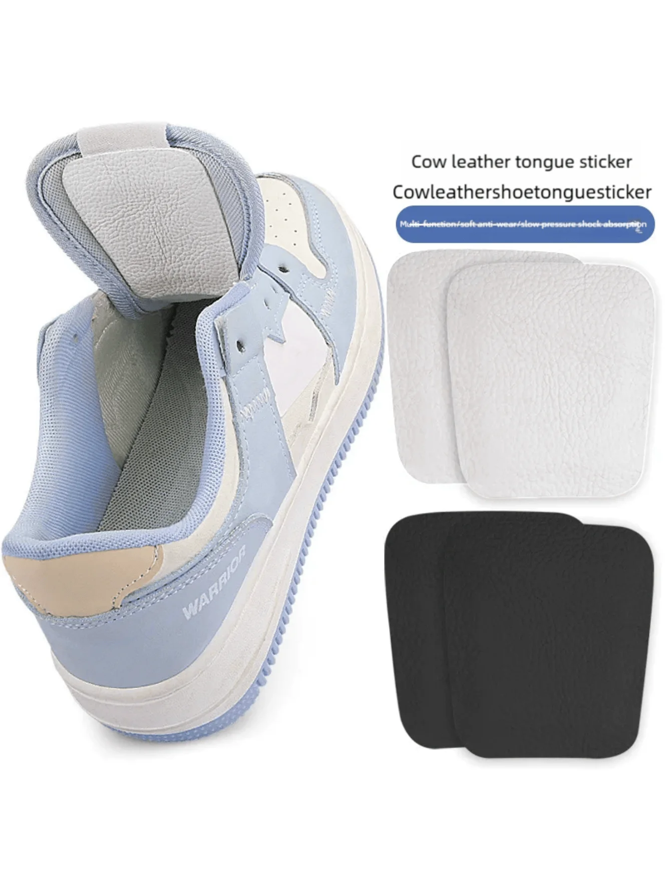 2 Pair Even Size Leather Tongue Pads - Non-Slip Comfort Fit Insoles, Unisex ，High Quality Design, Daily Wear Comfort Accessories