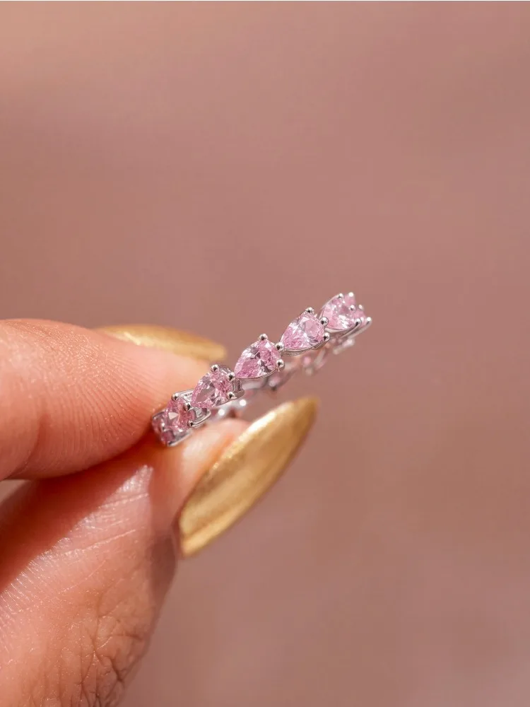 Modischer Glänzender Wassertropfenförmiger Ring für Damen 925 Sterling Silber Verlobungs- und Hochzeitsschmuck Luxuriöser Hochwertiger Edel-Schmuck – Detail 2