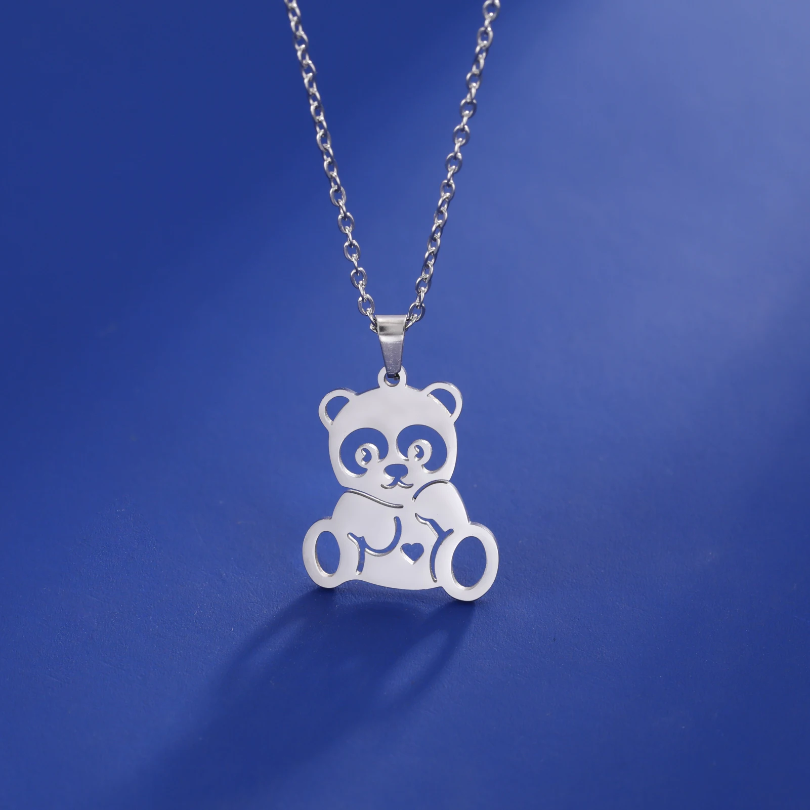 Lemegeton Cute Panda Pendant Women's Necklaces Stainless Steel Necklace Fashion Choker Neck Chain Jewelry Gift for Friend Family