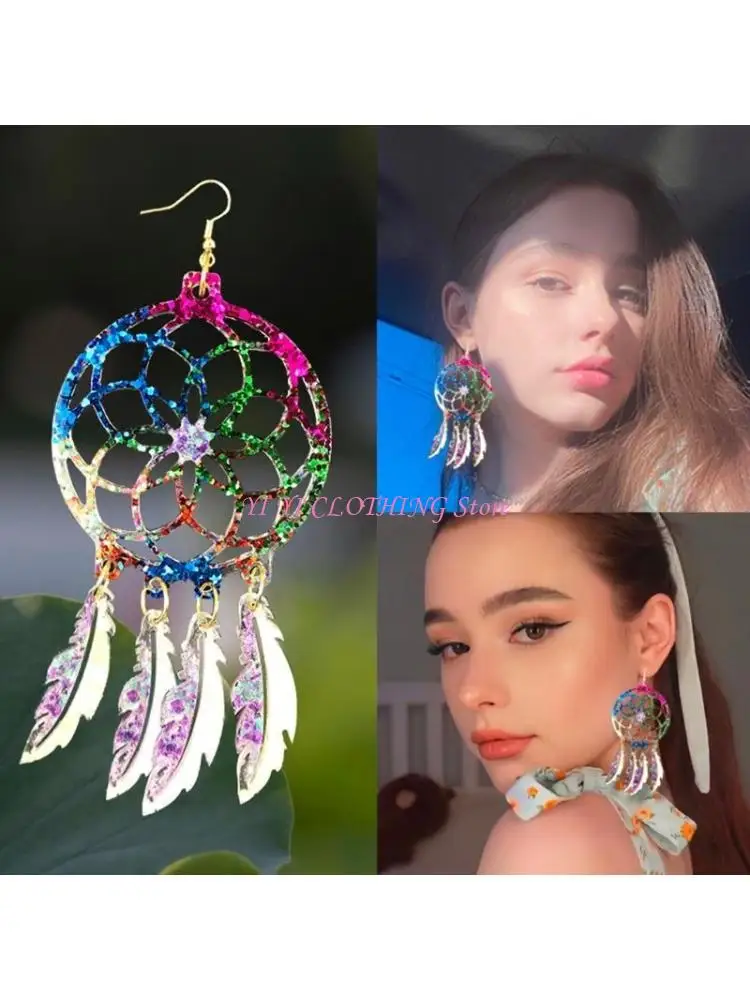 N5KF Dream Catcher Silicone Mould Keychain Pendant Jewelry DIY Crafting