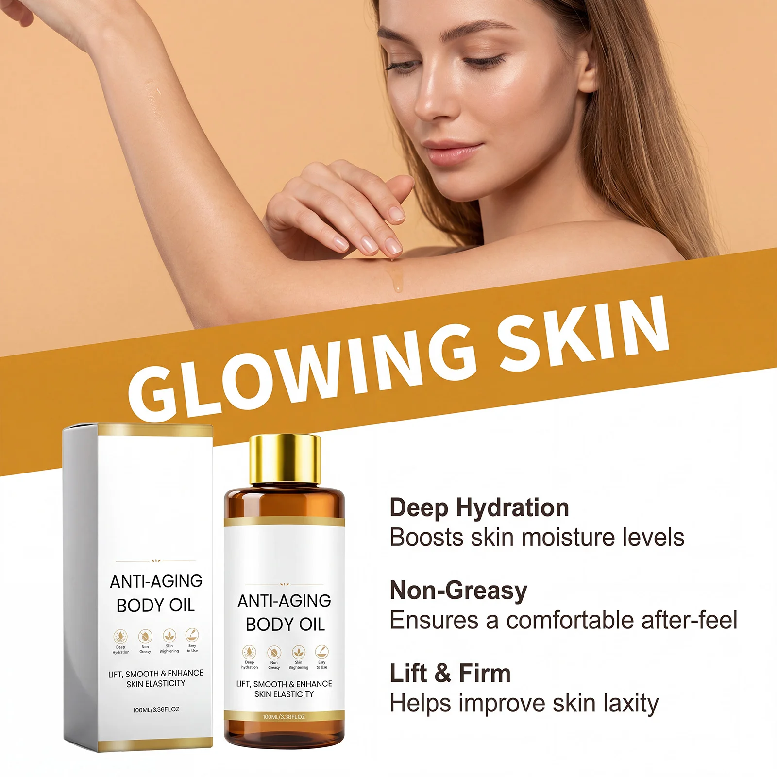 Firming Body Oil for Tightening Skin Smoothing Lightweight Moisturizing Body Oil Hydrating Massage Oil for Face Belly Arms Legs