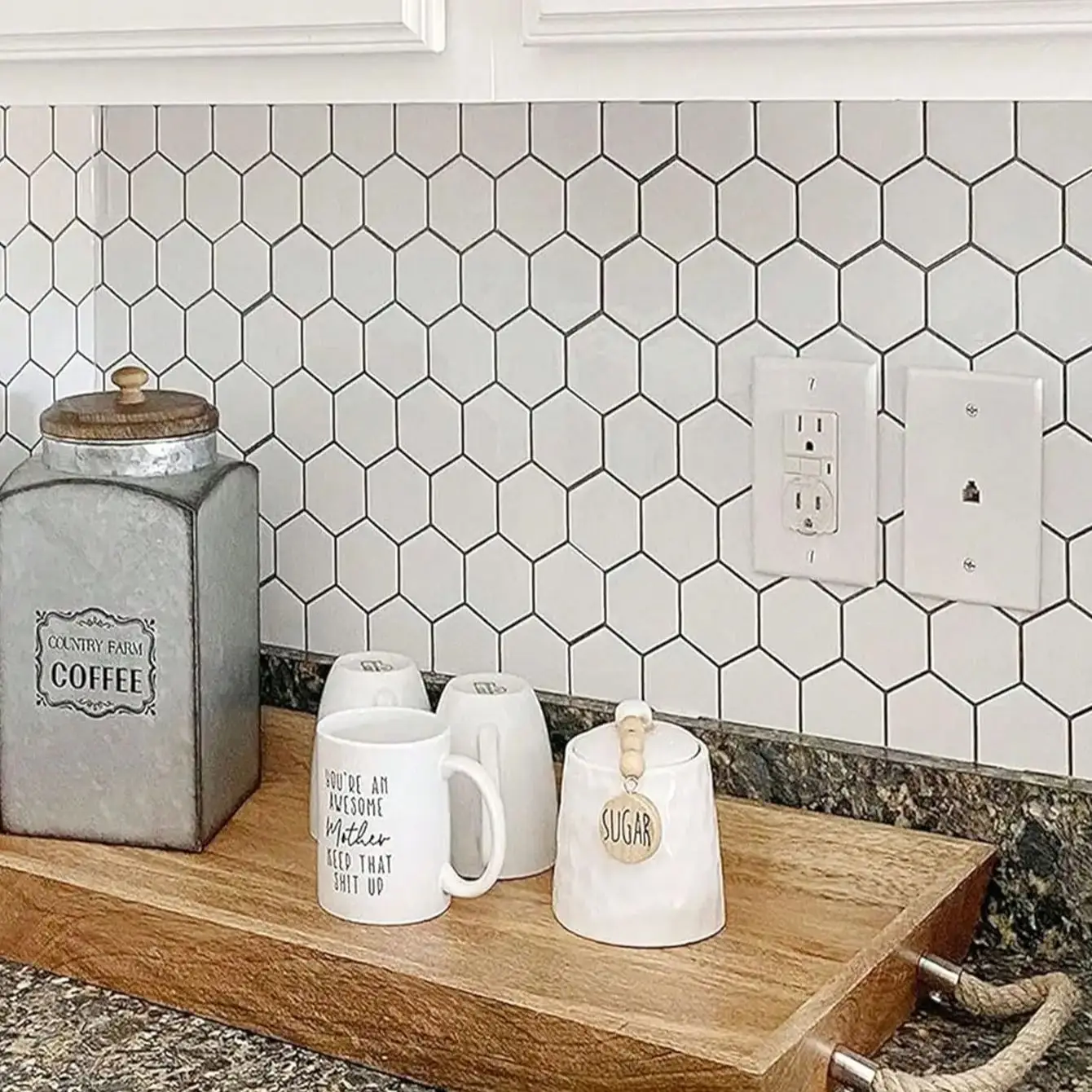 5 Sheets Large Hexagonal Self-Adhesive Kitchen Wall Tiles - Waterproof, Stain-Resistant, Easy to Peel and Replace