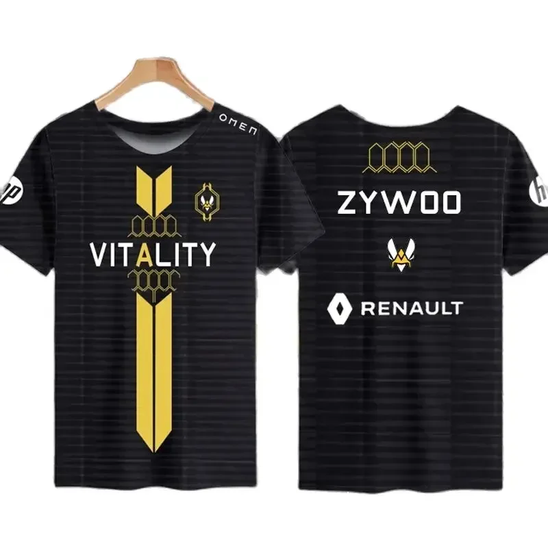 

Vitality Team Uniform CSGO E-sports ZYWOO Loaded with The Same Quick-drying Short Sleeved 3D T-shirt for Men and Women T-shirts