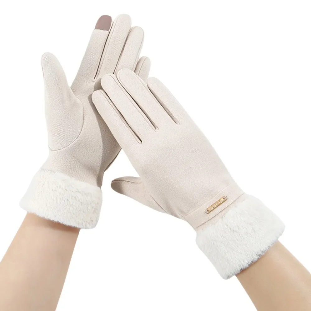 Plus Velvet Lining Winter Touch Screen Gloves Elastic Cuff Touchscreen Fleece Lined Gloves Windproof Thickened