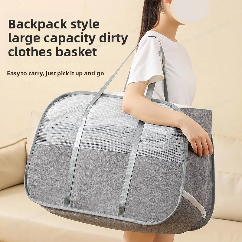 Back-shoulder Large Capacity Dirty Laundry Basket Foldable Laundry Basket Thickened Oxford Cloth Dirty Laundry Basket